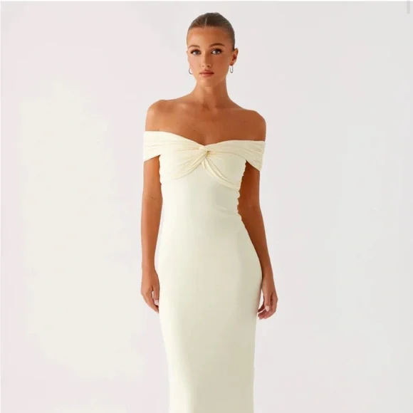 Pepper mayo size 4 yellow off the shoulder dress - Picture 2 of 3